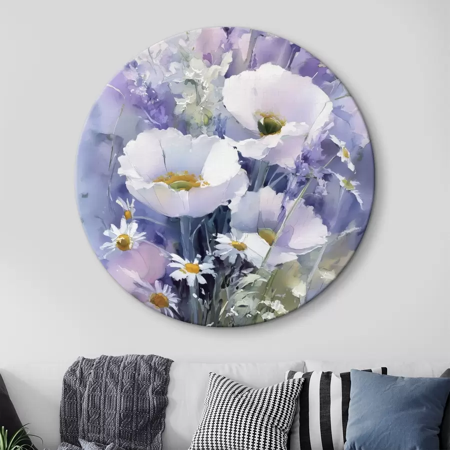 Glezna akvareļu pušķis violetos un baltos toņos r45720