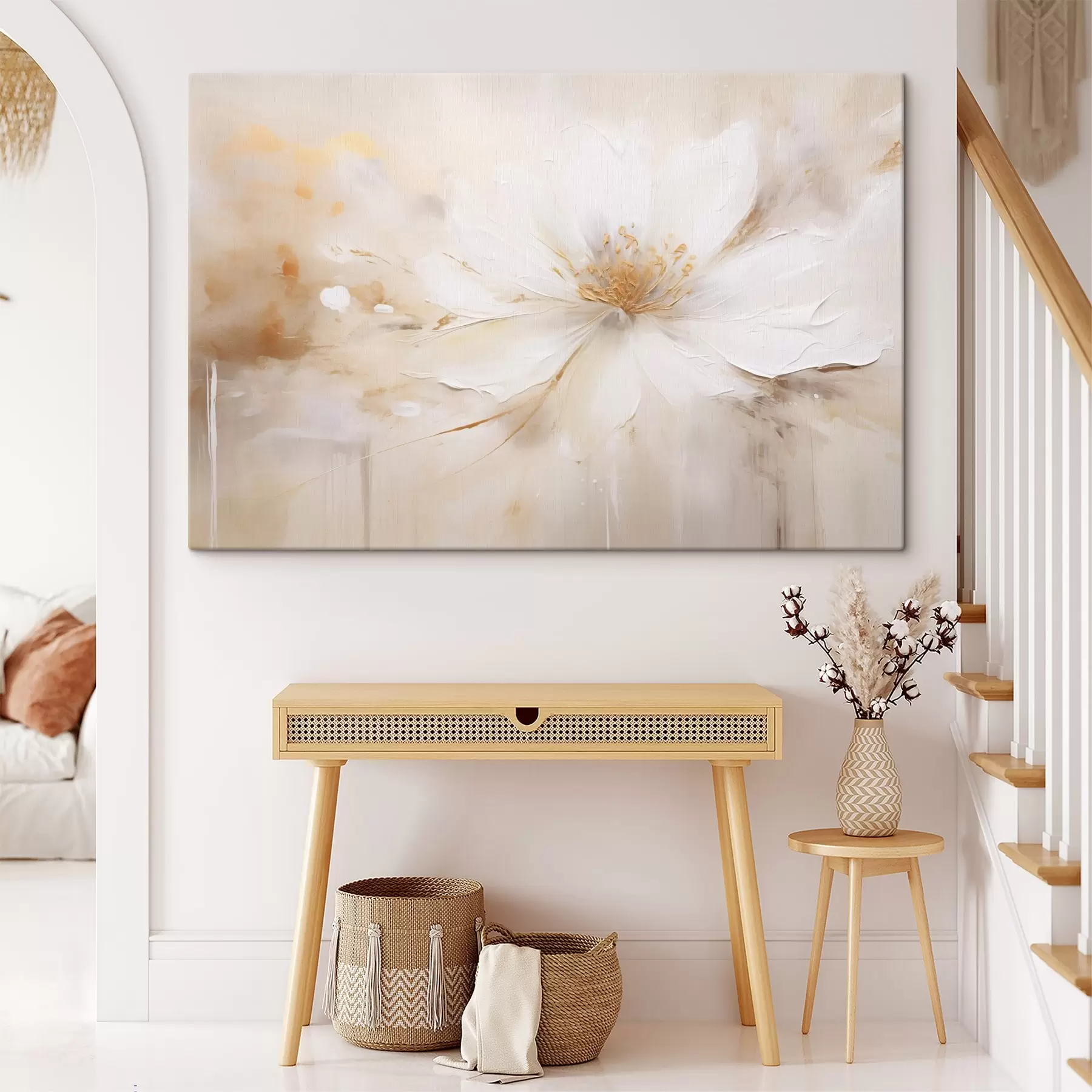 Glezna Gaišs zieds ar dzeltenoranžu centru s45802