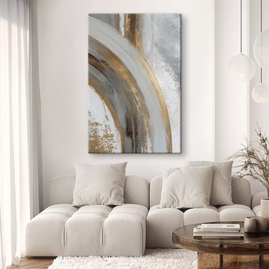 Glezna Abstrakti pelēki un dzelteni pusapļi s45809