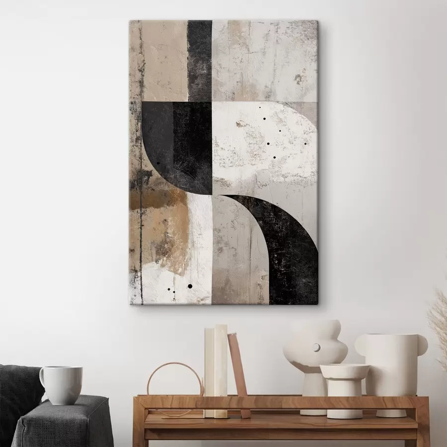 Glezna Ģeometriskas formas smilškrāsas un melnā tonī s45811