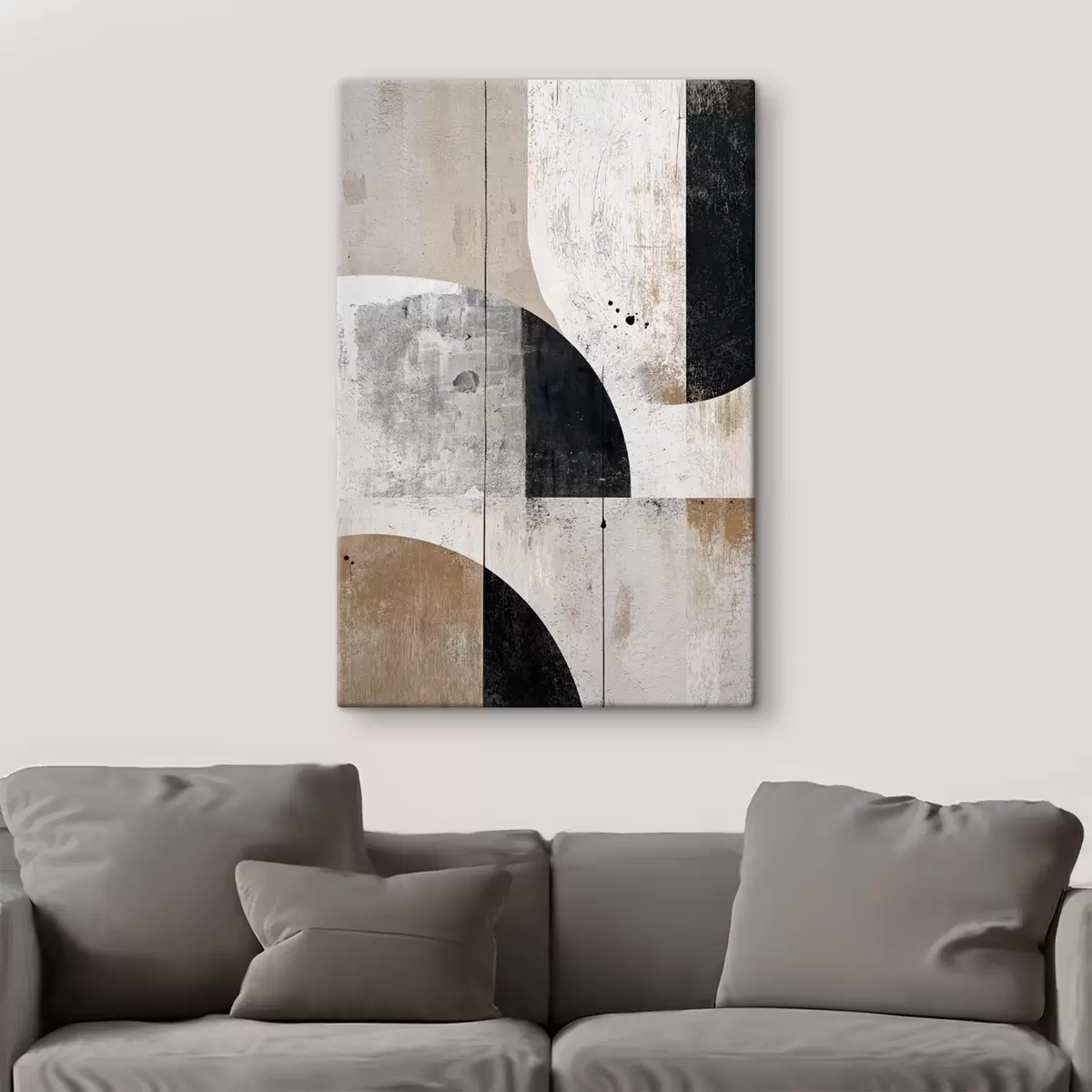 Glezna Ģeometriskas formas pelēkā un smilškrāsā toņos s45812