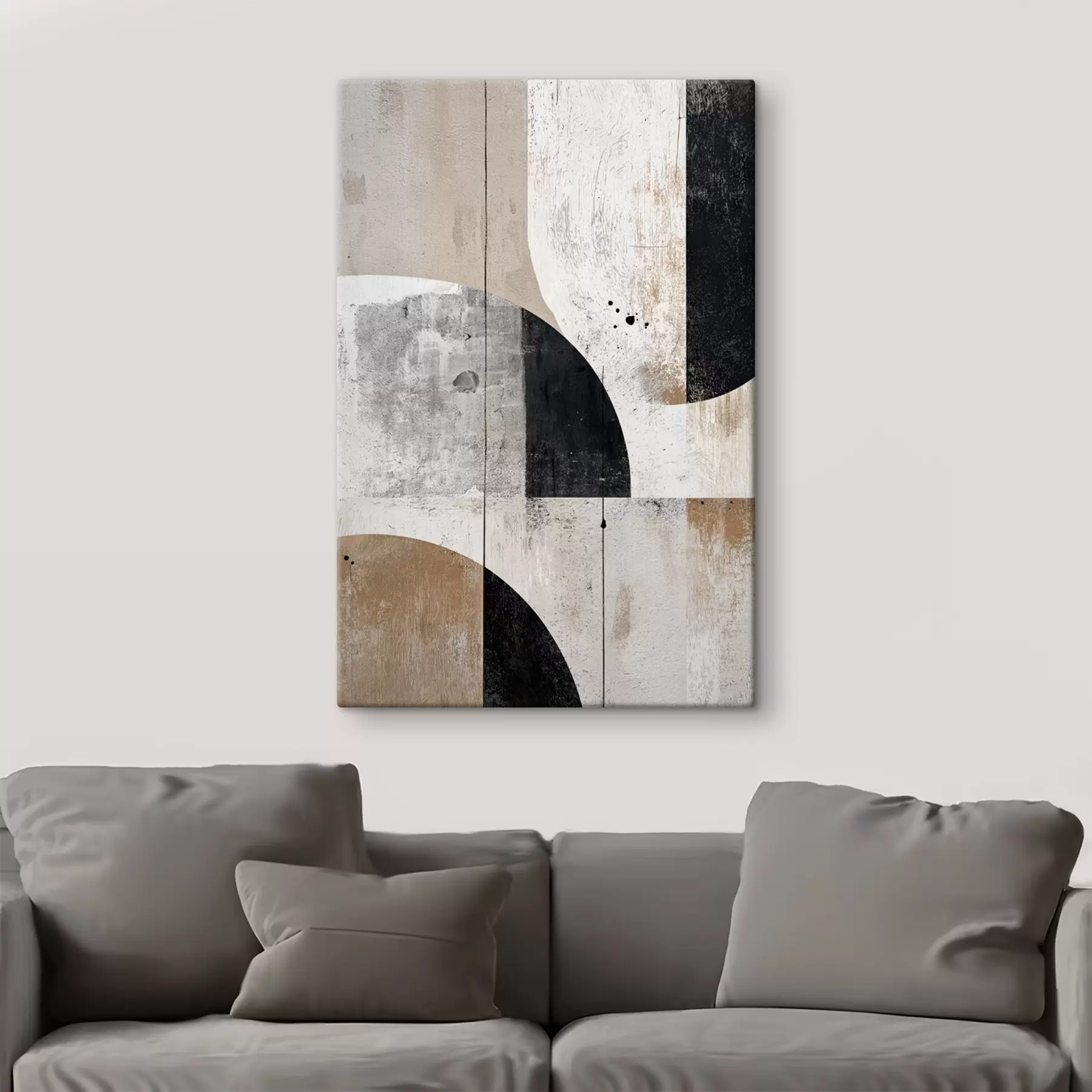 Glezna Ģeometriskas formas pelēkā un smilškrāsā toņos s45812