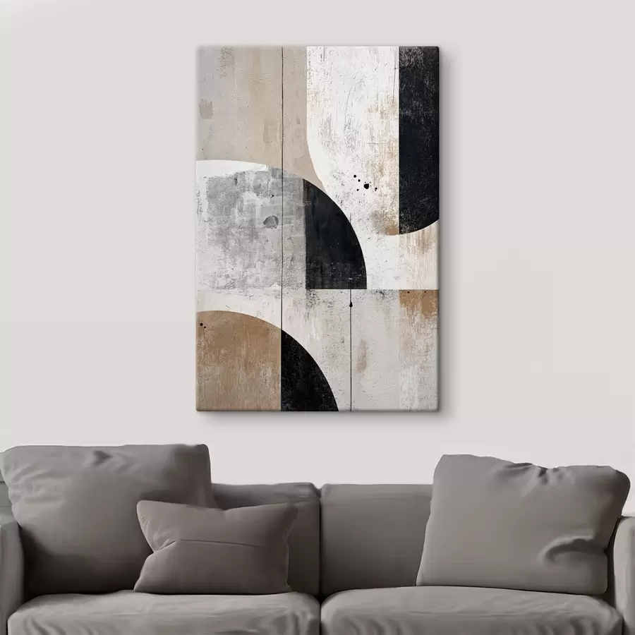 Glezna Ģeometriskas formas pelēkā un smilškrāsā toņos s45812