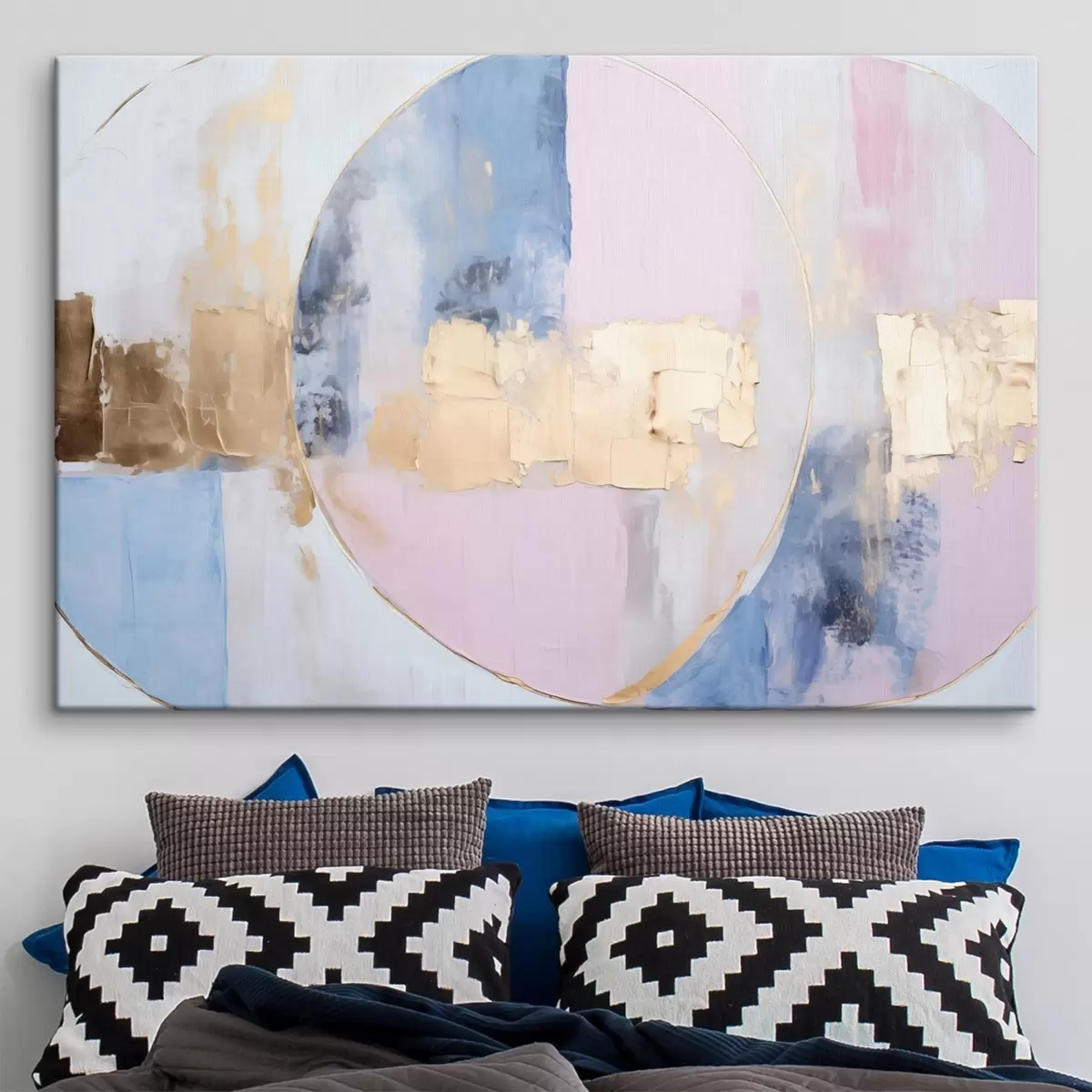 Glezna Abstrakcija zilos-rozā apļos s45821