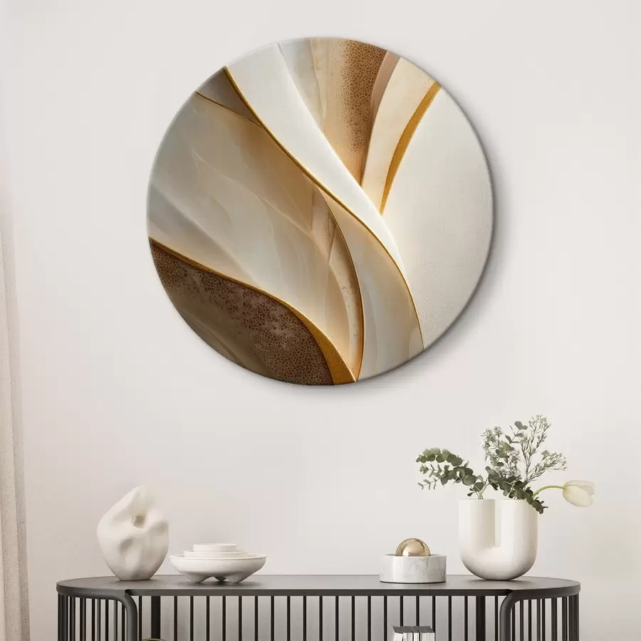 Glezna Abstraktas līknes ar dzeltenoranžiem un smilškrāsas akcentiem r45807