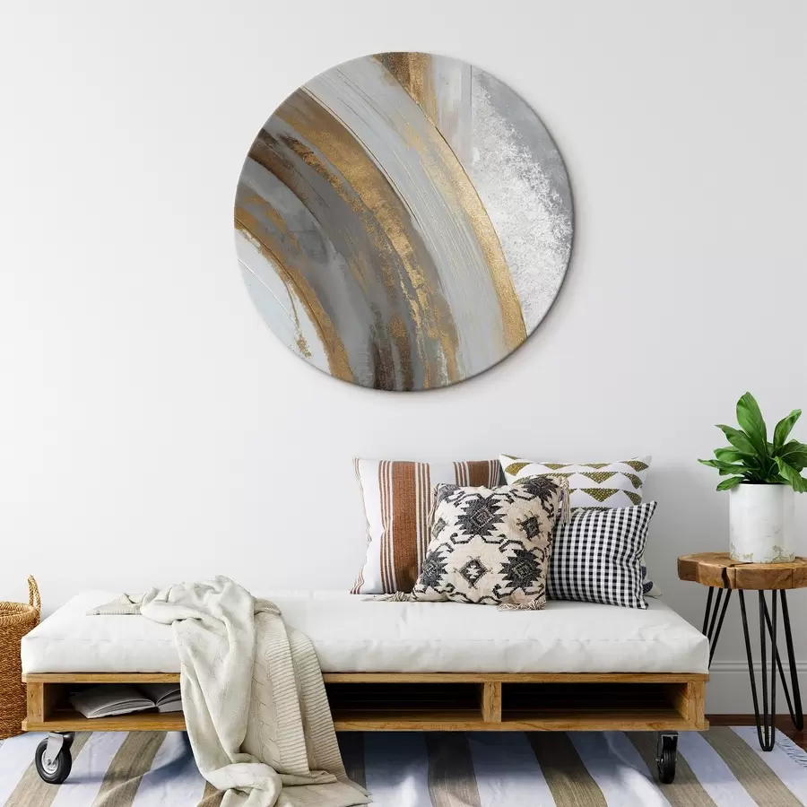 Glezna Abstrakti pelēki un dzelteni pusapļi r45809