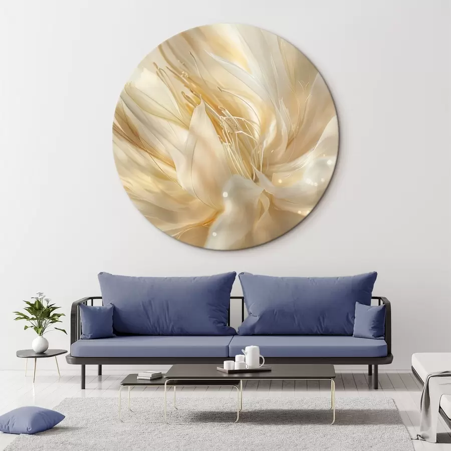 Glezna Gaišs abstrakts zieds dzeltenoranžā mirdzumā r45819