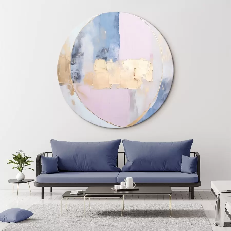 Glezna Abstrakcija zilos-rozā apļos r45821