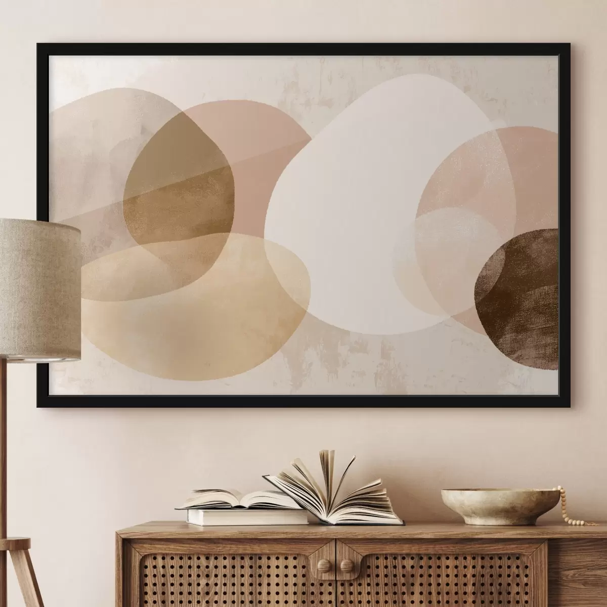 Plakāts Abstrakti caurspīdīgi apļi siltā krāsu gamā f45803