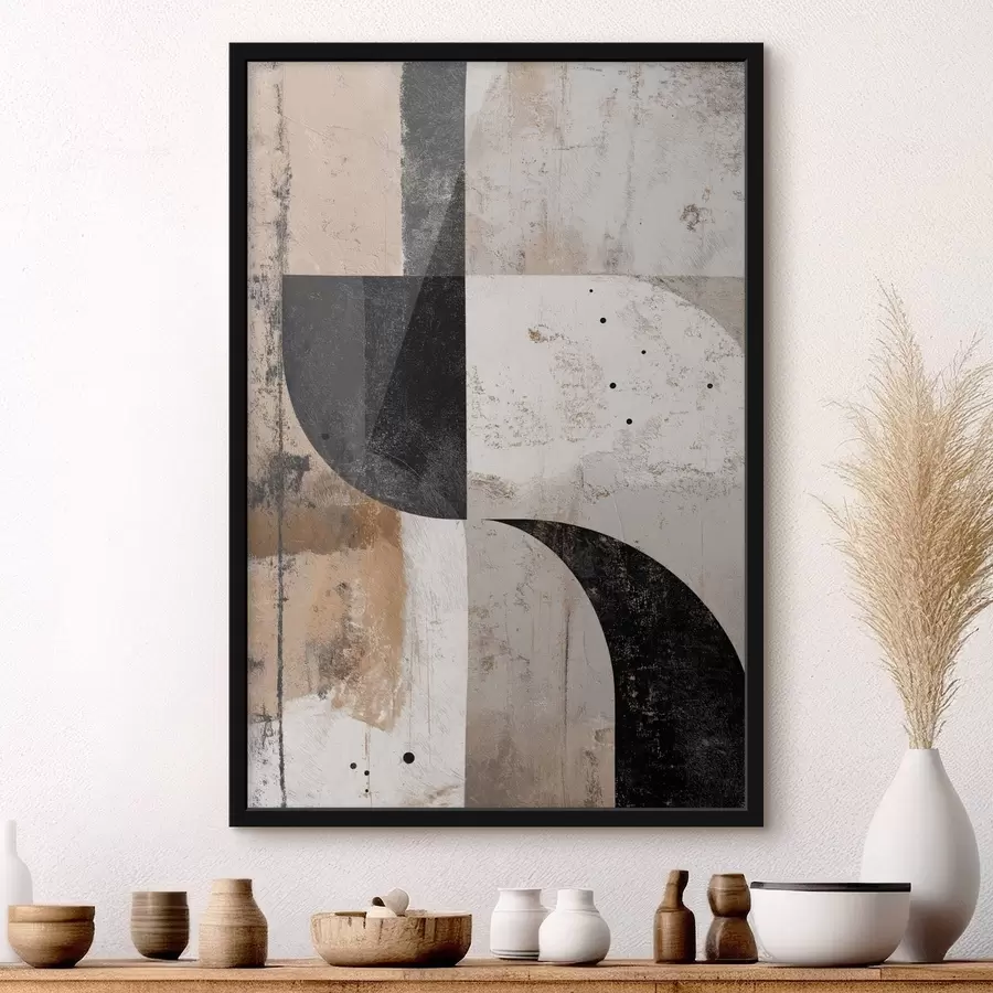 Fototapetes Ģeometriskas formas smilškrāsas un melnā tonī f45811