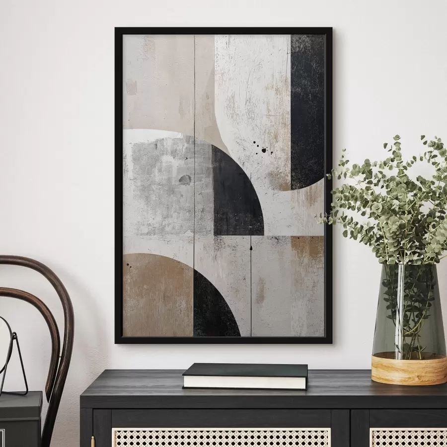 Fototapetes Ģeometriskas formas pelēkā un smilškrāsā toņos f45812