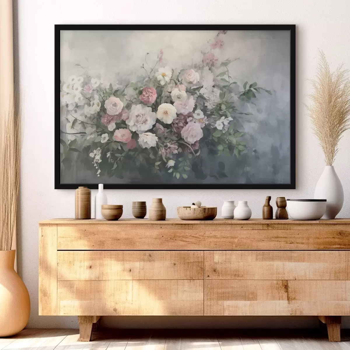 Plakāts Romantisks rozā un baltu ziedu pušķis f45817