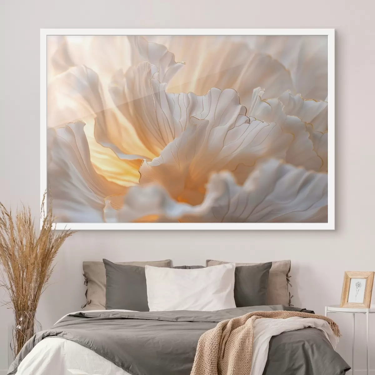 Plakāts Maigi ziedlapiņas siltos toņos ar dzeltenoranžām malām f45820