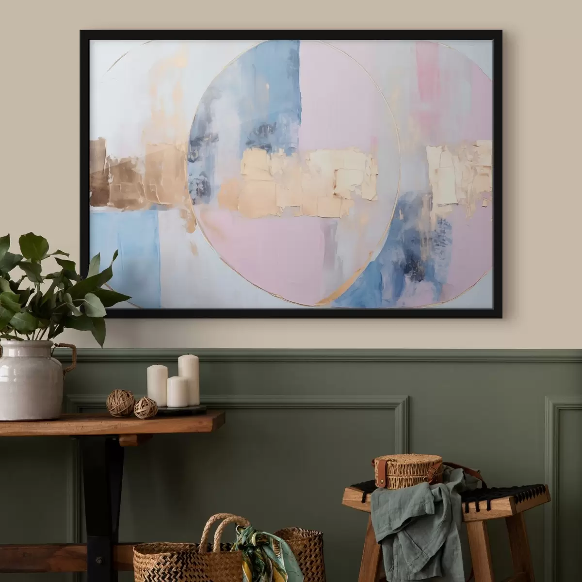 Plakāts Abstrakcija zilos-rozā apļos f45821