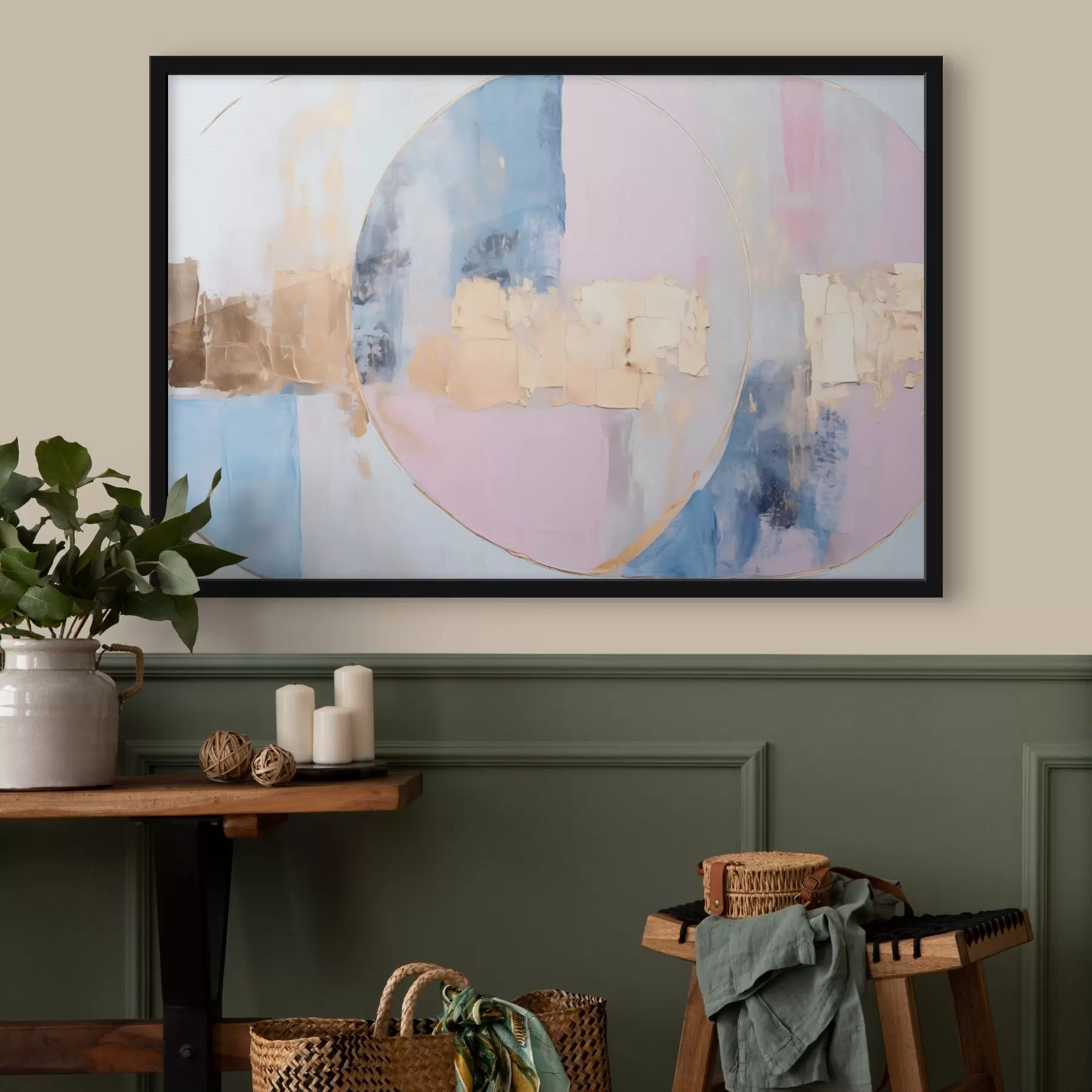 Fototapetes Abstrakcija zilos-rozā apļos f45821