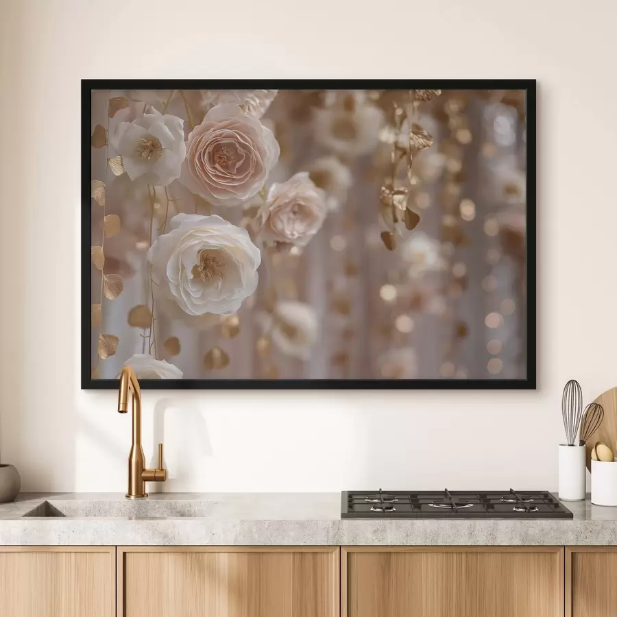 Fototapetes Krēmkrāsas rozes ar akcentiem f45824