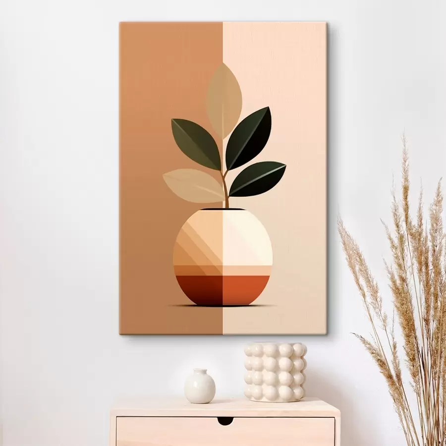 Glezna Ģeometriska vāze ar lapām s45833