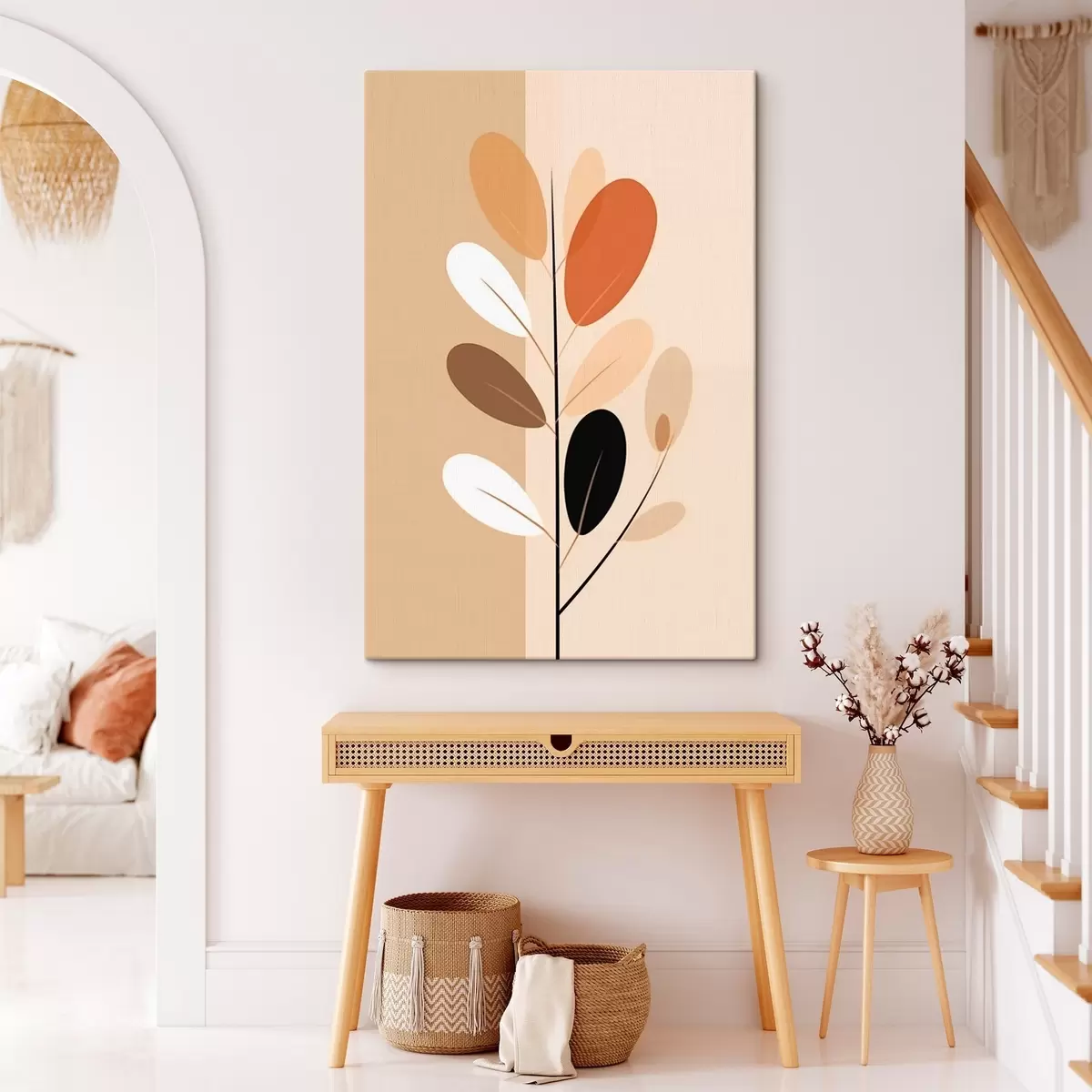 Glezna Minimālisma stila zariņš ar lapām s45834