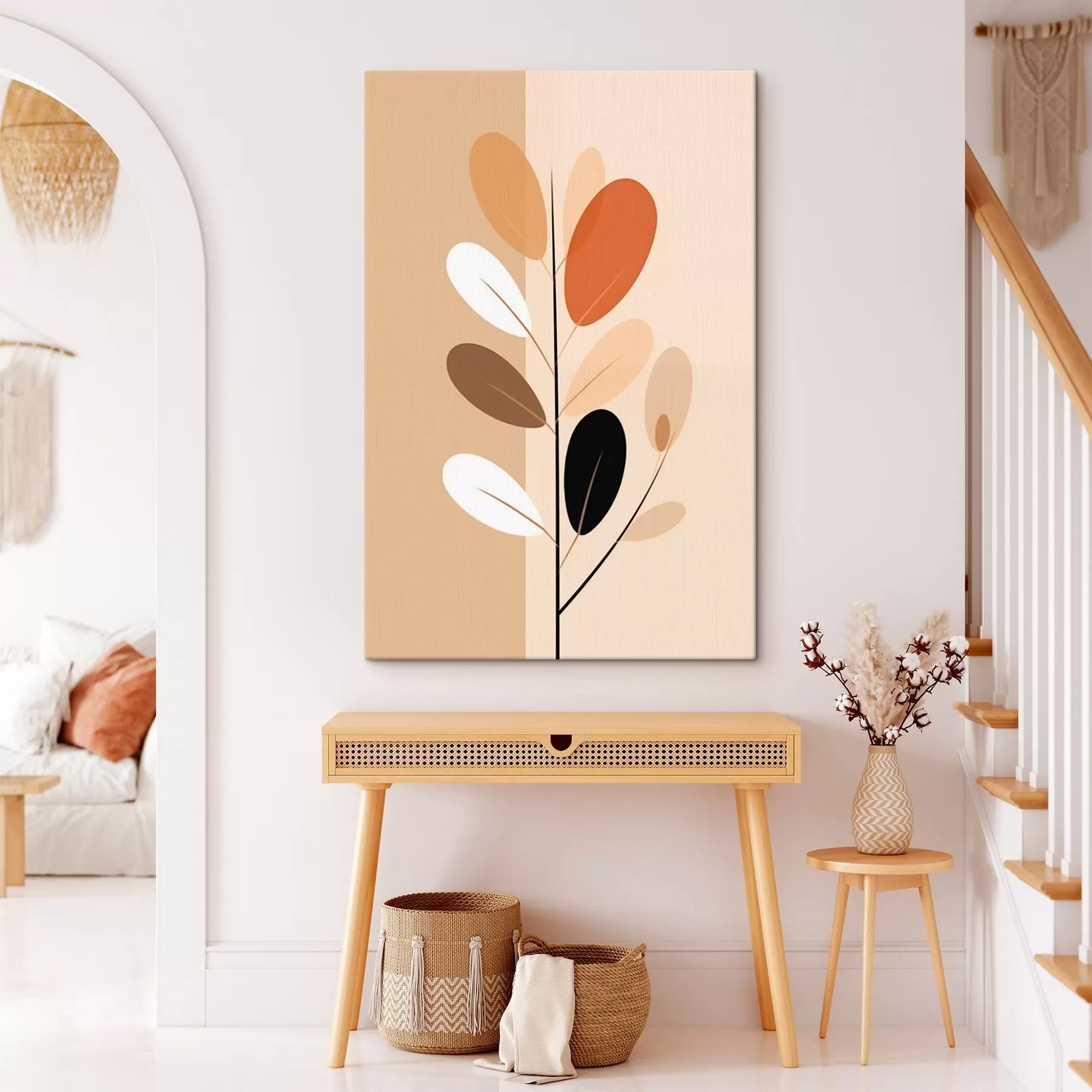 Glezna Minimālisma stila zariņš ar lapām s45834
