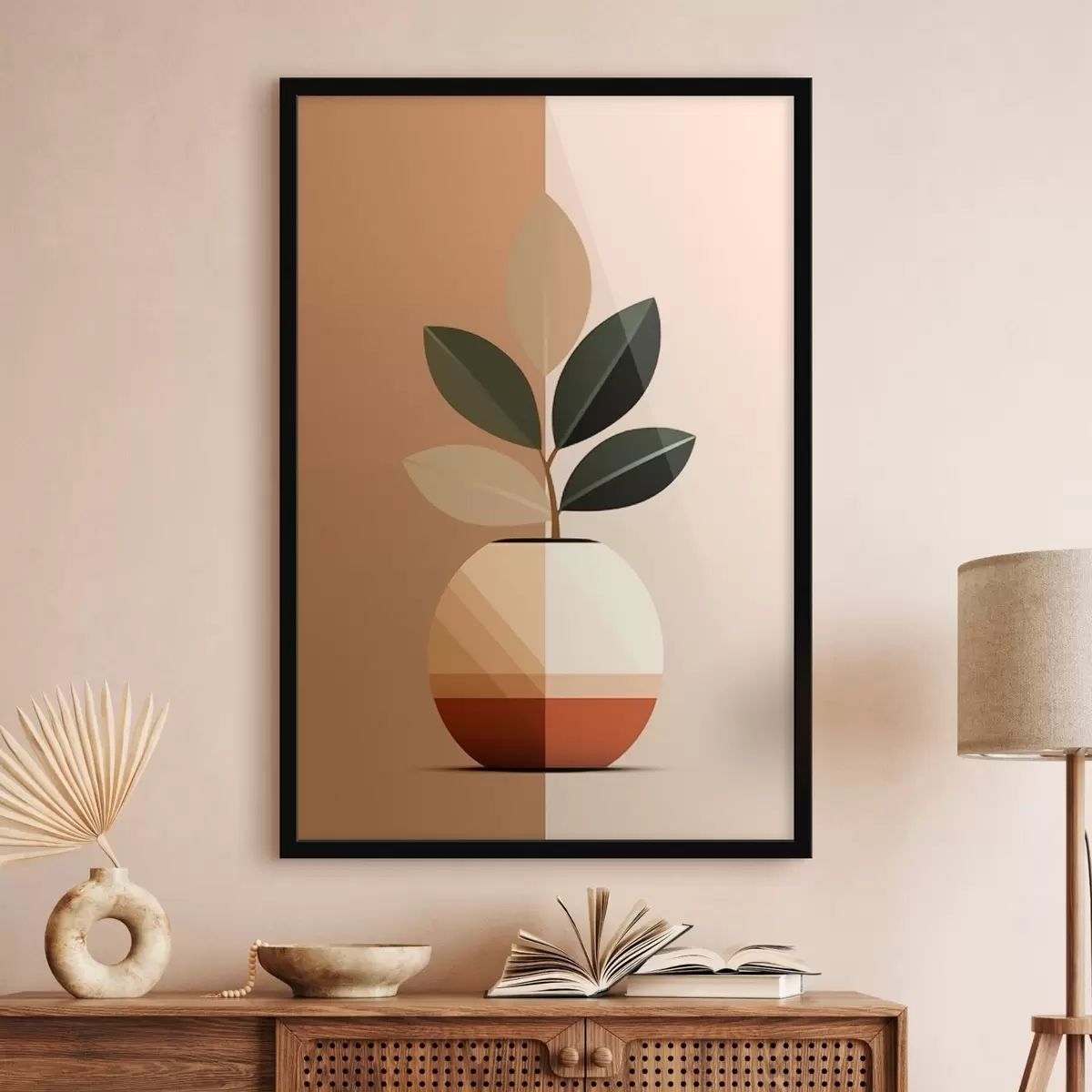 Plakāts Ģeometriska vāze ar lapām f45833