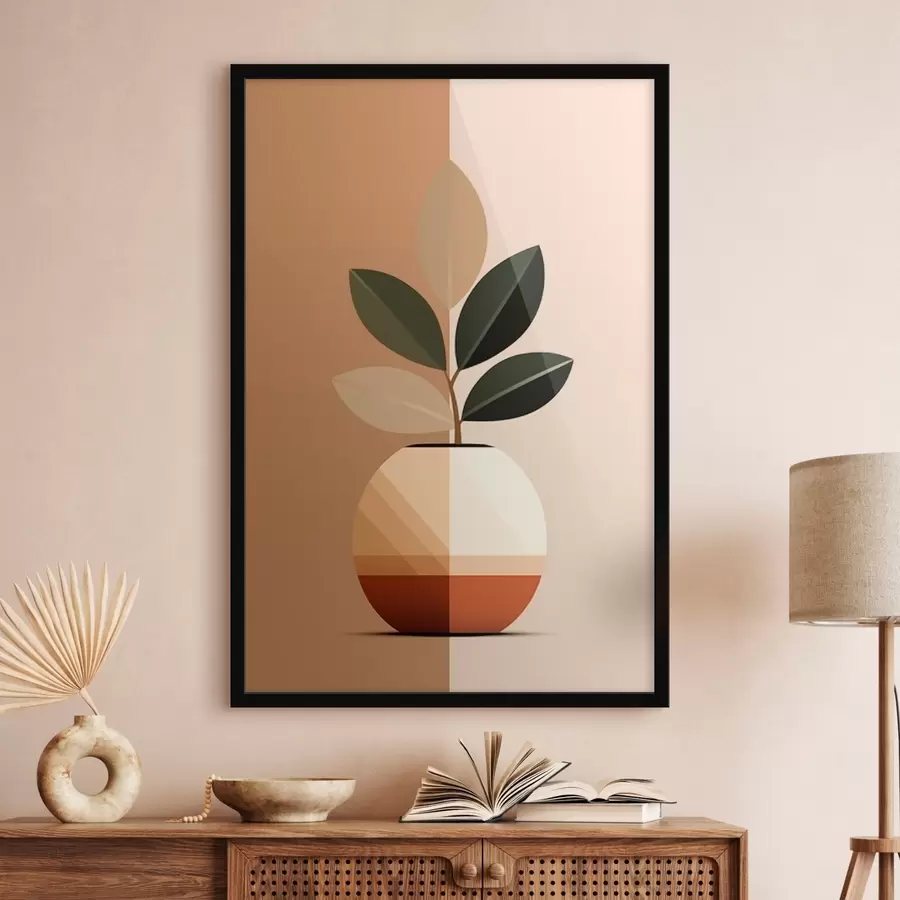 Fototapetes Ģeometriska vāze ar lapām f45833