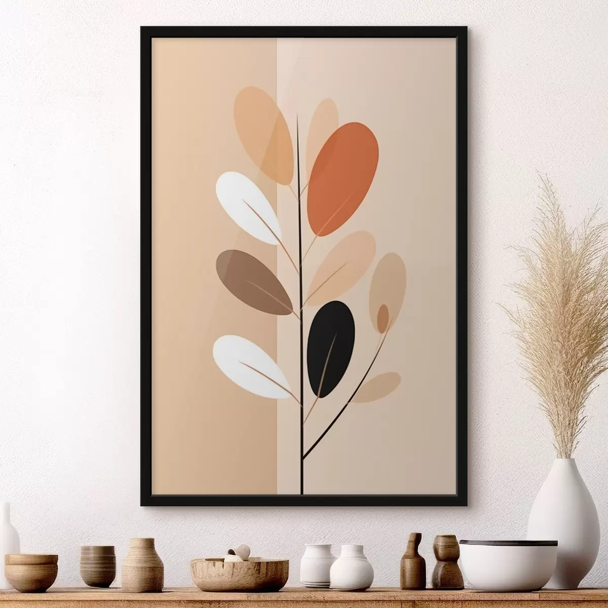 Plakāts Minimālisma stila zariņš ar lapām f45834