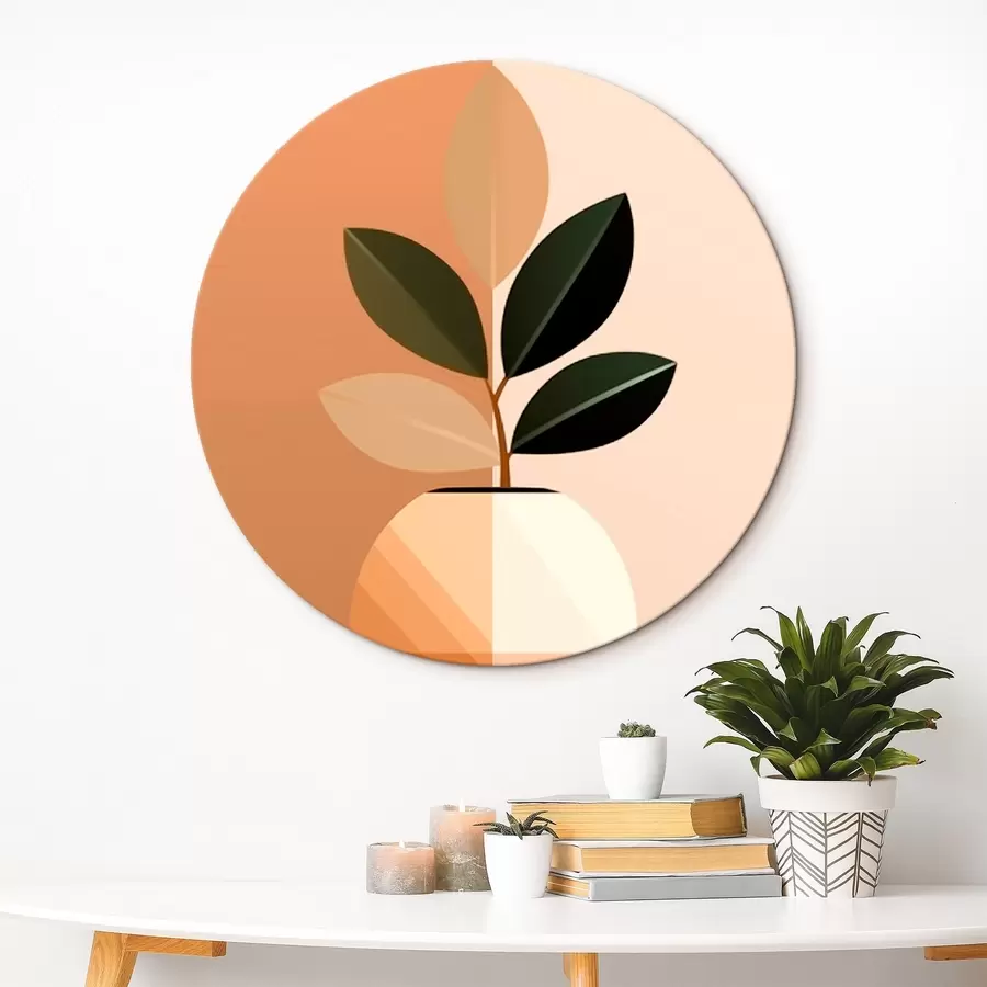 Glezna Ģeometriska vāze ar lapām r45833