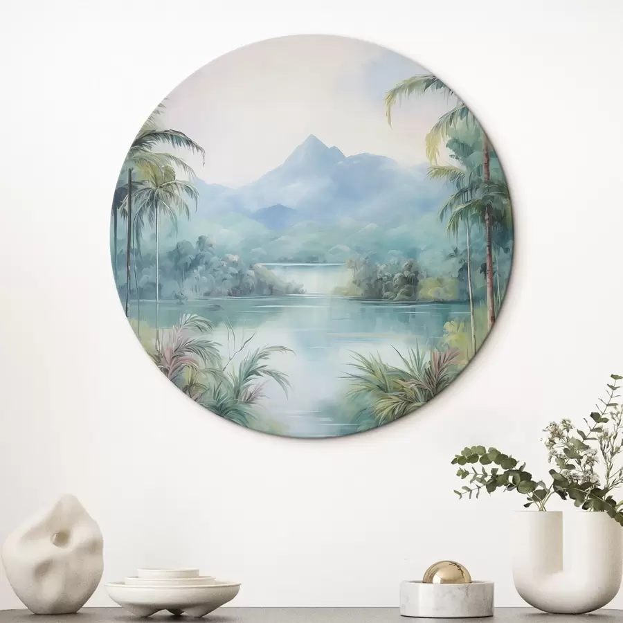 Glezna Upe džungļos kalna priekšā r45912