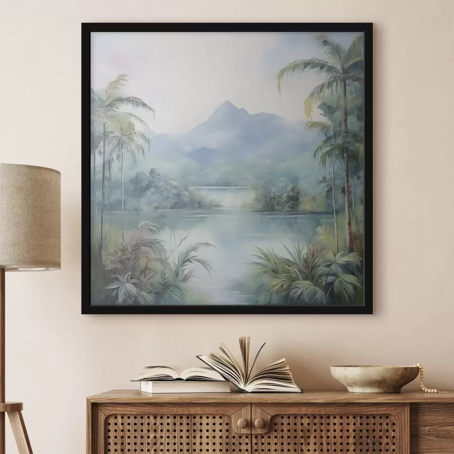 Fototapetes Upe džungļos kalna priekšā f45912