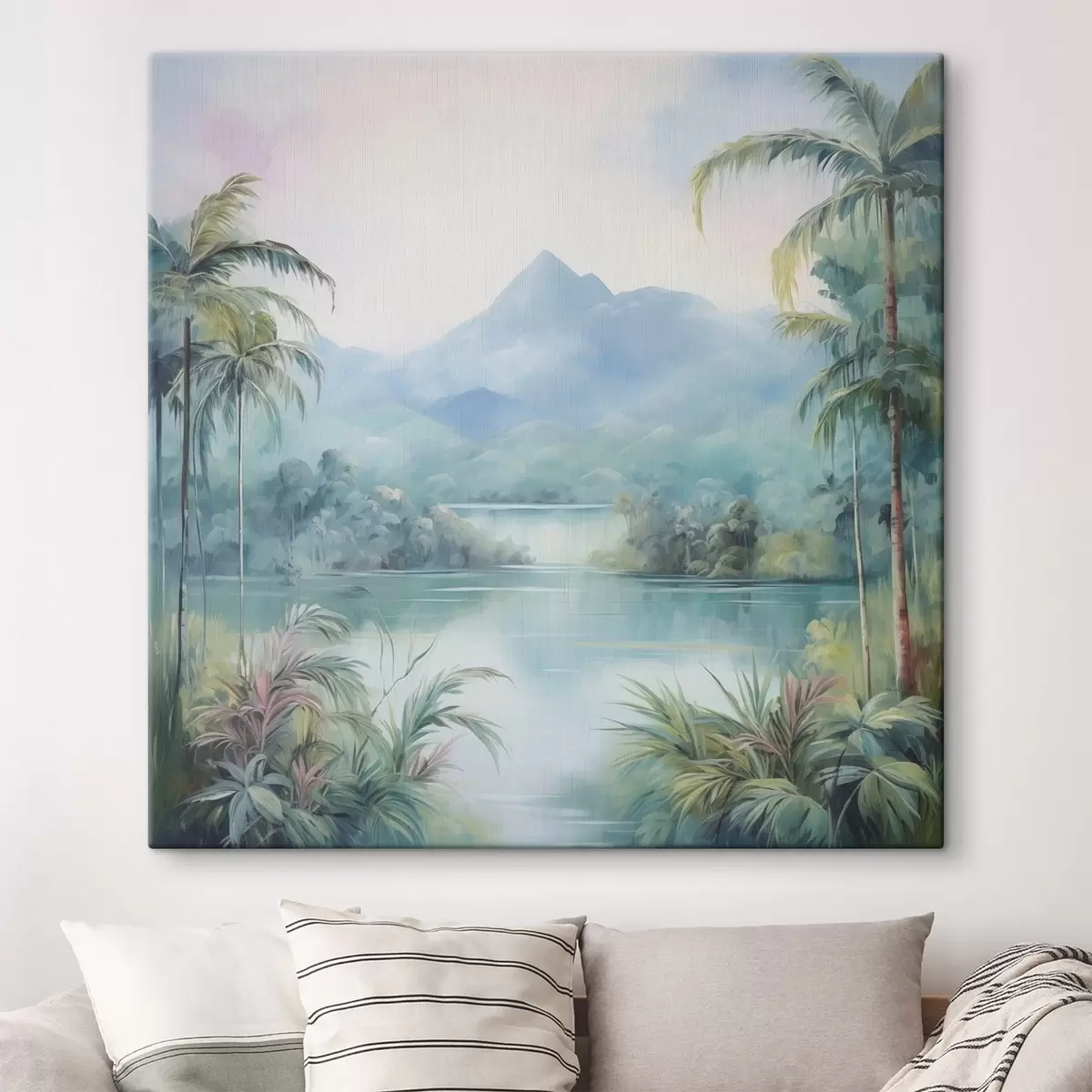 Glezna Upe džungļos kalna priekšā s45912