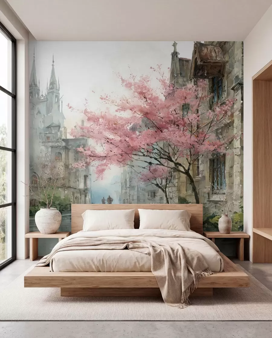 Fototapetes akvareļa stila pilsētas ainava w04500