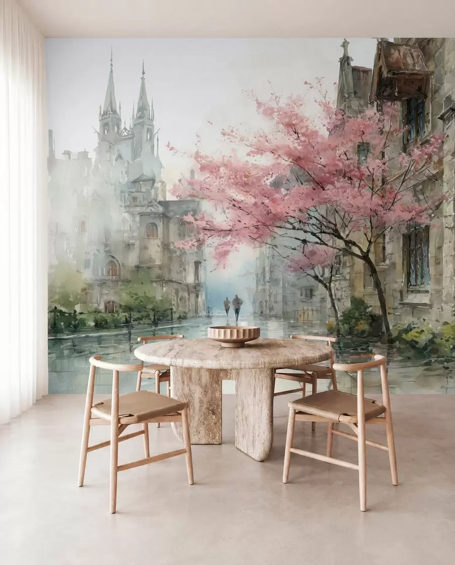 Fototapetes akvareļa stila pilsētas ainava w04500