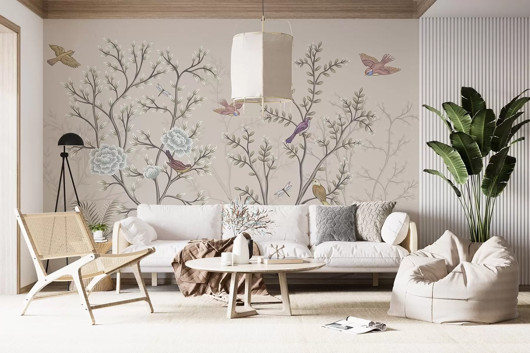 Fototapetes Koki ar putniem un ziediem w04605