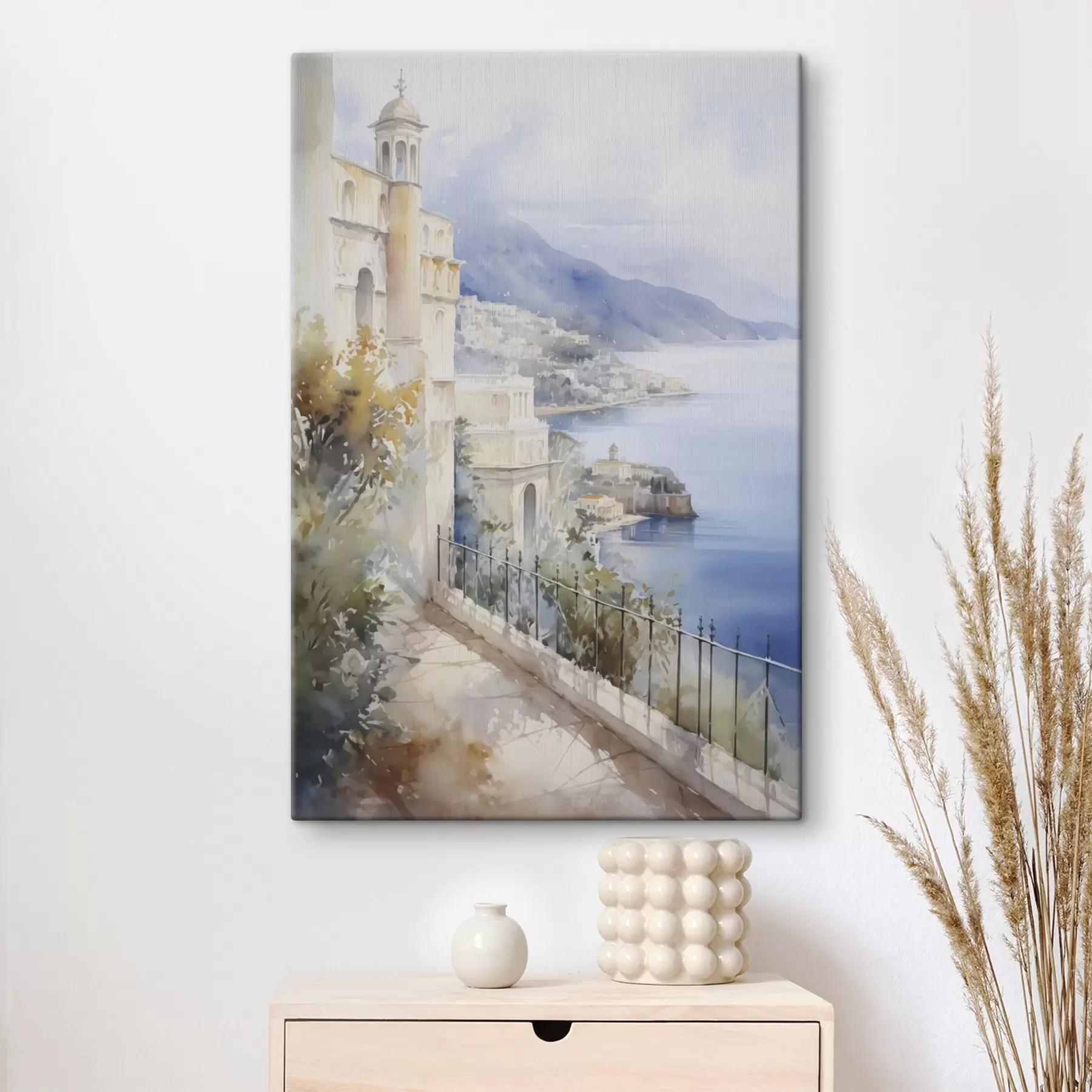 Glezna Līcis pie pilsētas akvareļa imitācija s45979