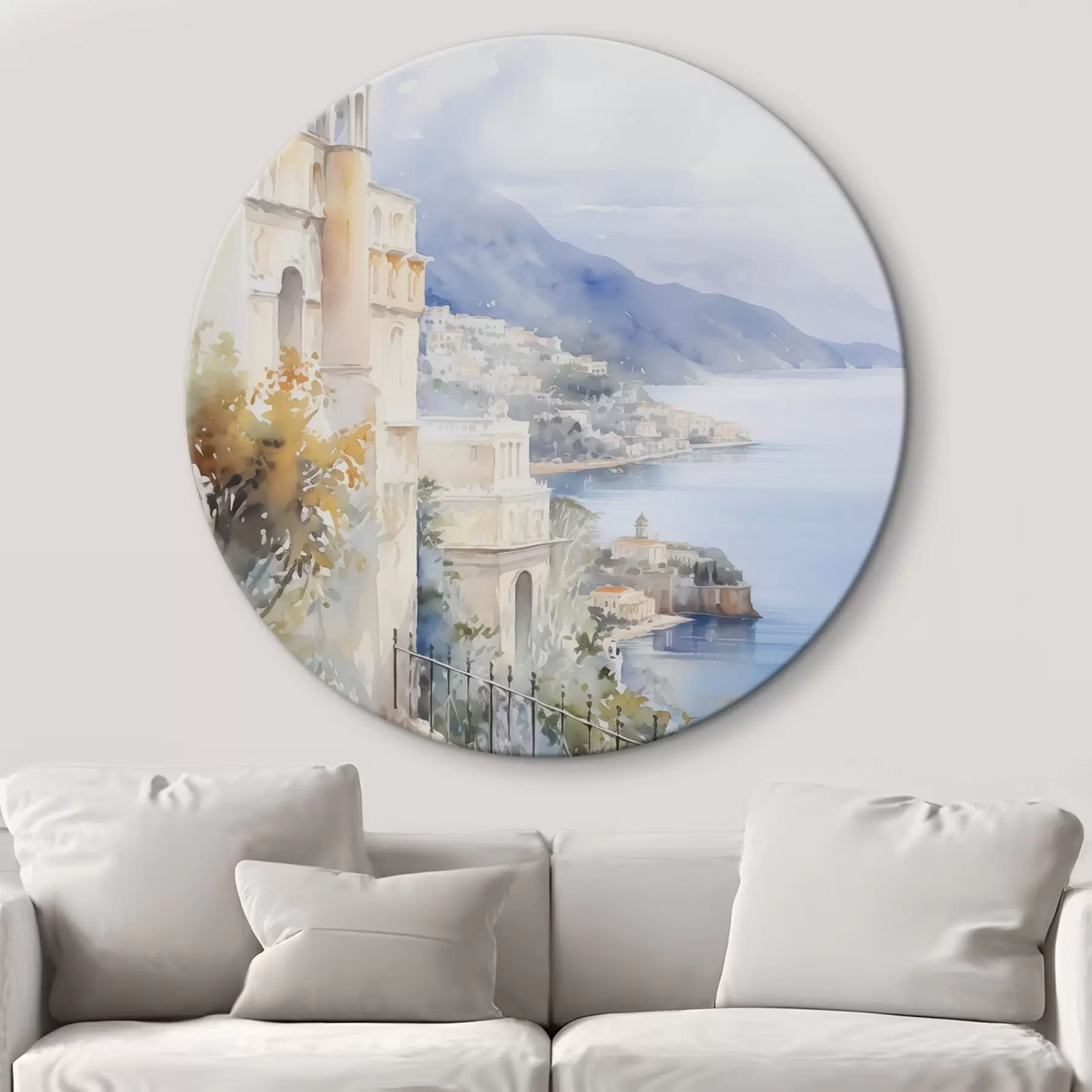 Glezna Līcis pie pilsētas akvareļa imitācija r45979