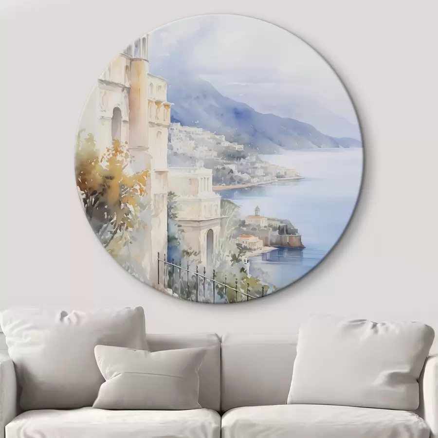 Glezna Līcis pie pilsētas akvareļa imitācija r45979