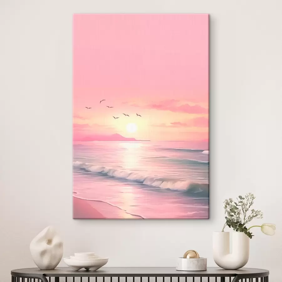 Glezna Rozā saulriets virs jūras s45955