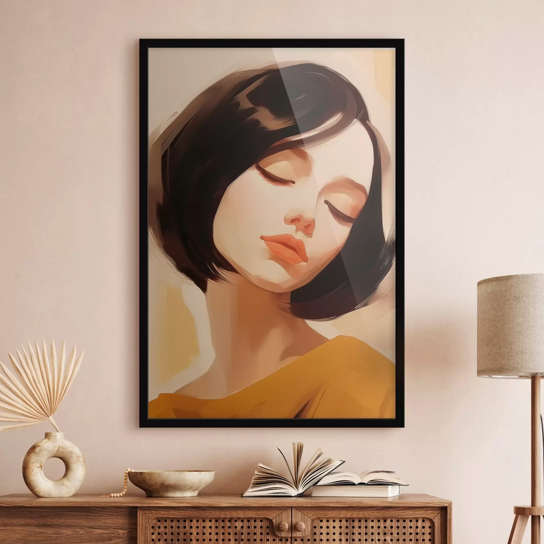 Fototapetes Sieviete ar īsiem melniem matiem f45960