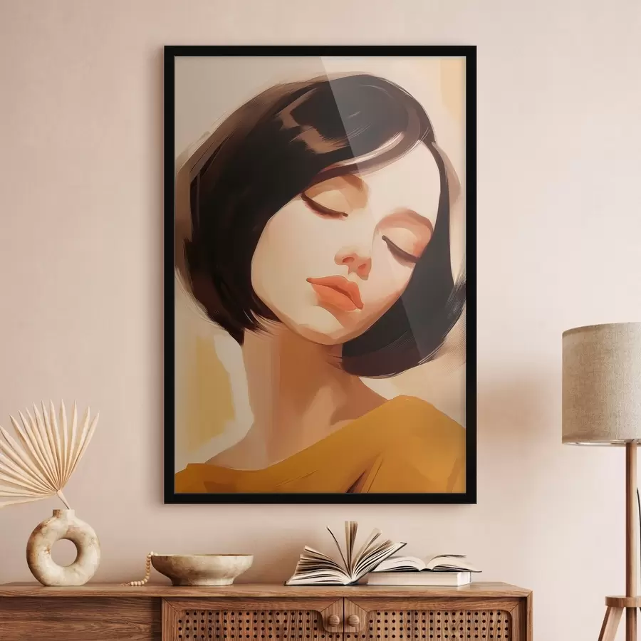 Fototapetes Sieviete ar īsiem melniem matiem f45960