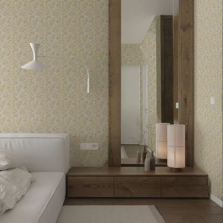 Fototapetes Akvareļa dzeltenas puķes uz gaiša fona a00570