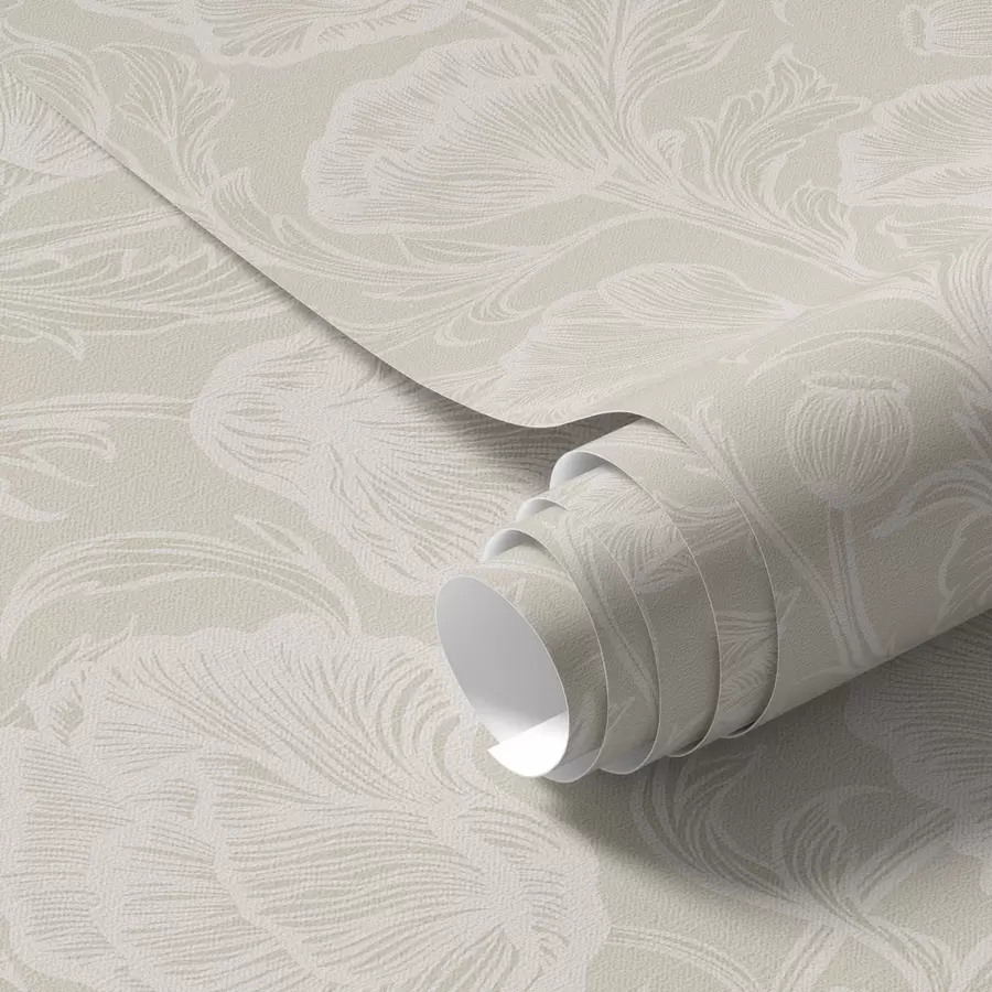 Fototapetes Līniju mākslas magones uz krēmkrāsas fona a00572