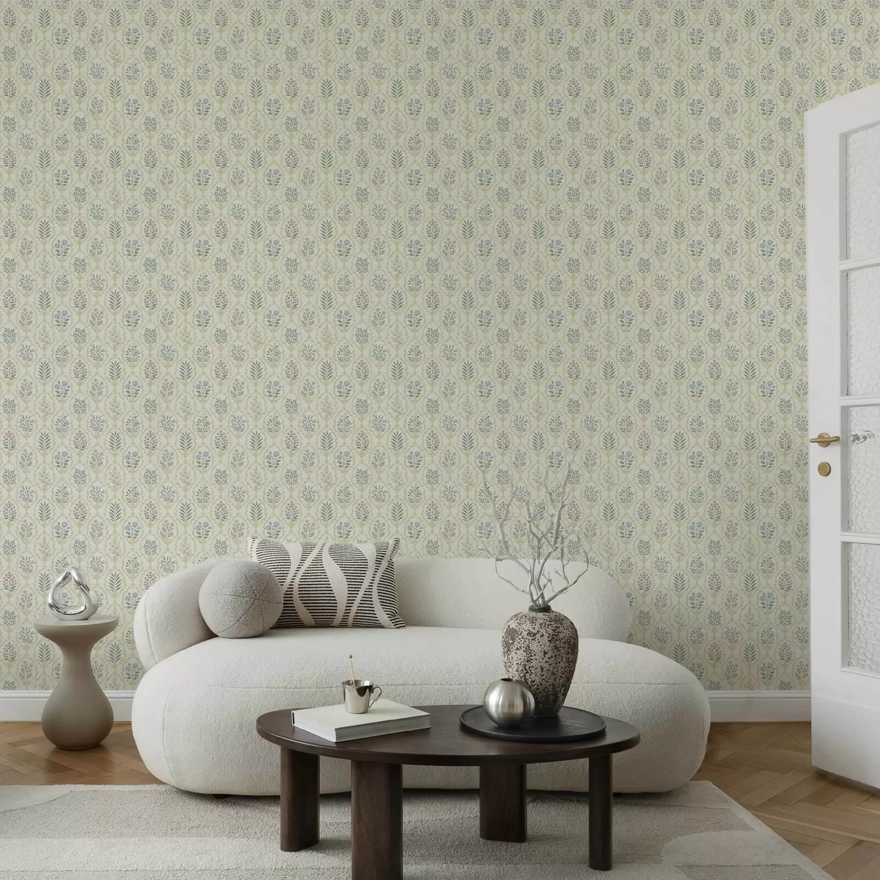 Fototapetes Botāniski medaljoni režģī, pasteļtoņos a00579