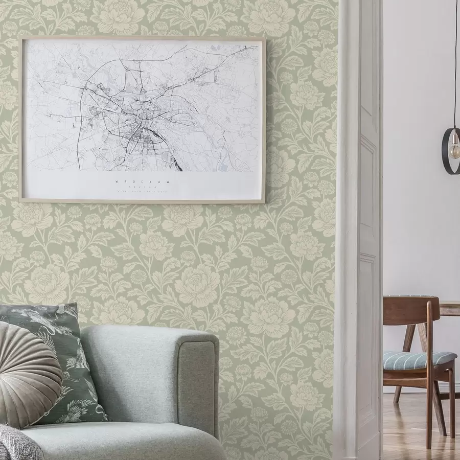 Fototapetes Lielas līniju mākslas peonijas uz salvijas fona a00582