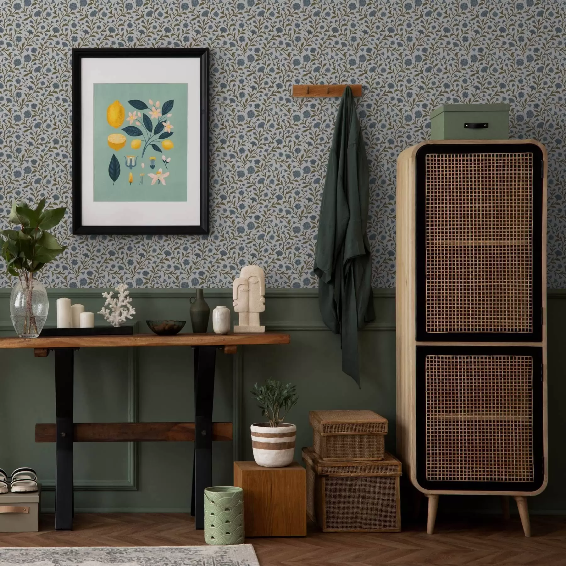 Fototapetes Kornvīri un dzinumi uz balta fona a00588v1