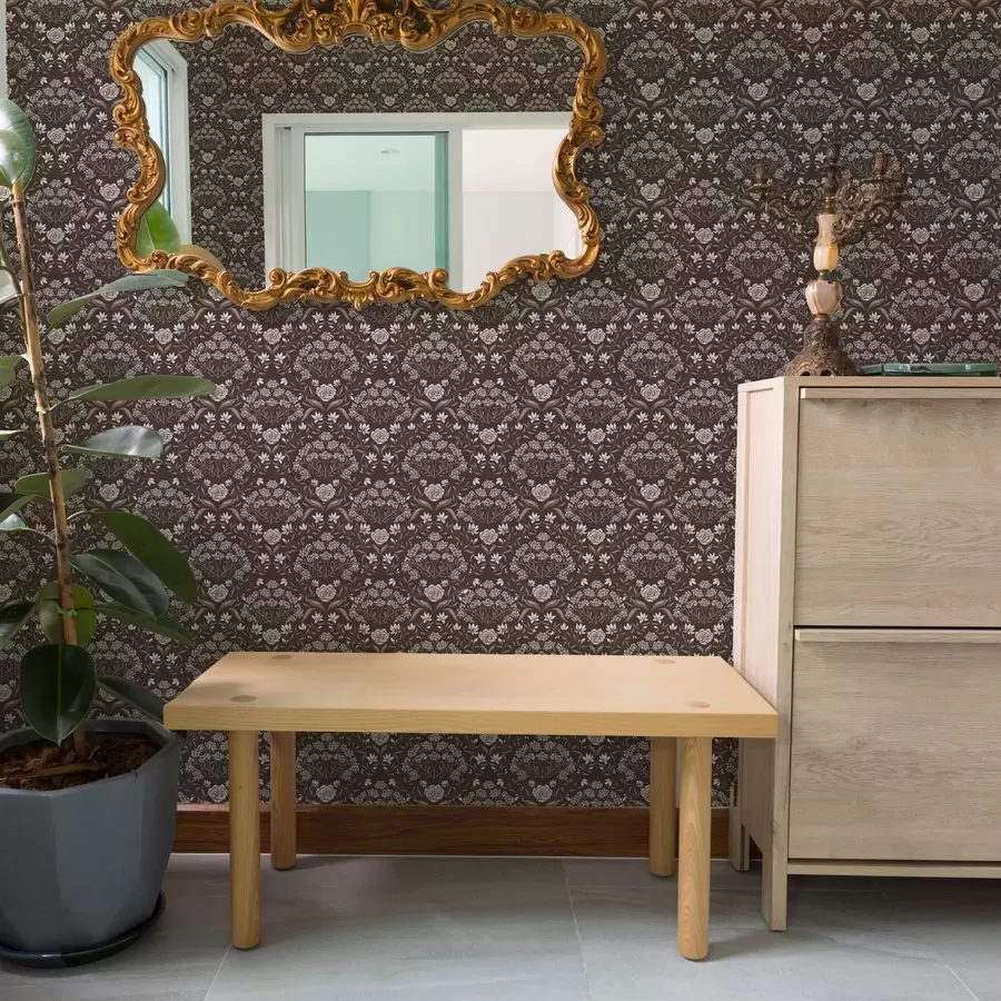 Fototapetes Tumšā šokolāde ar peonijām un sniegpulkstenītēm a00603v2