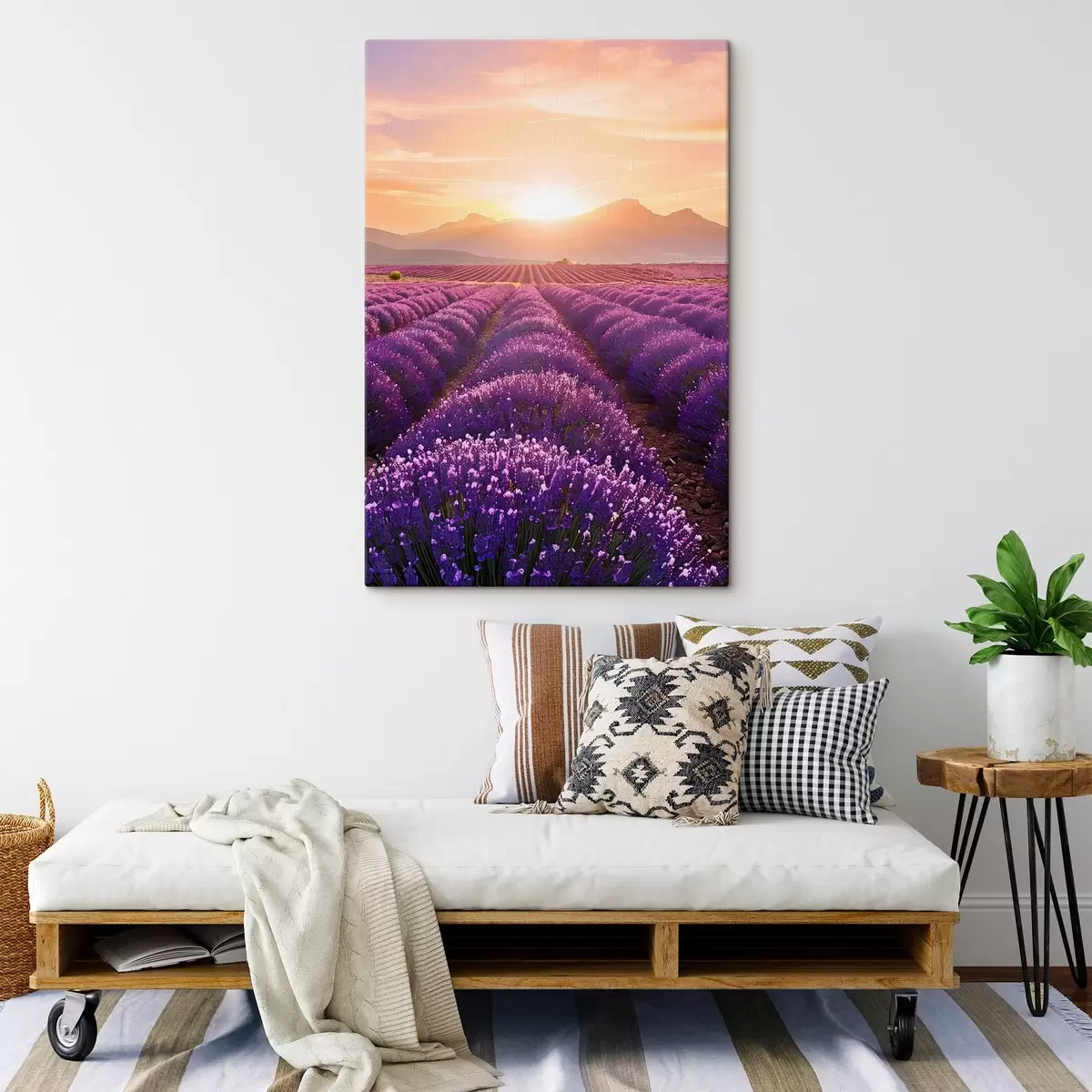 Glezna Saulriets lavandas laukā s45663