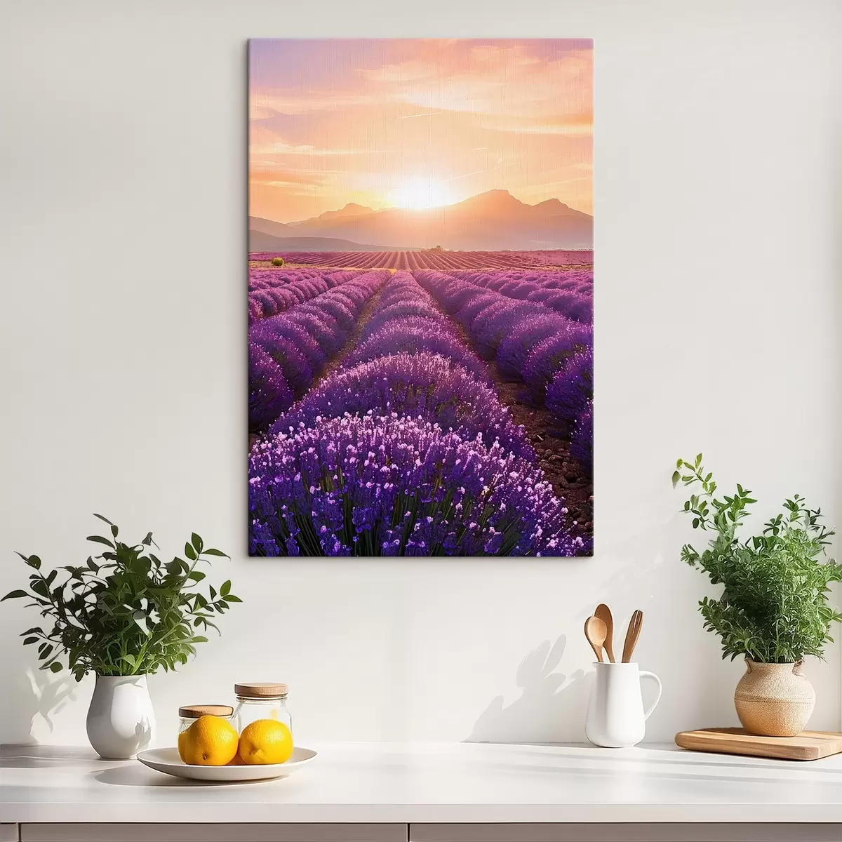 Glezna Saulriets lavandas laukā s45663