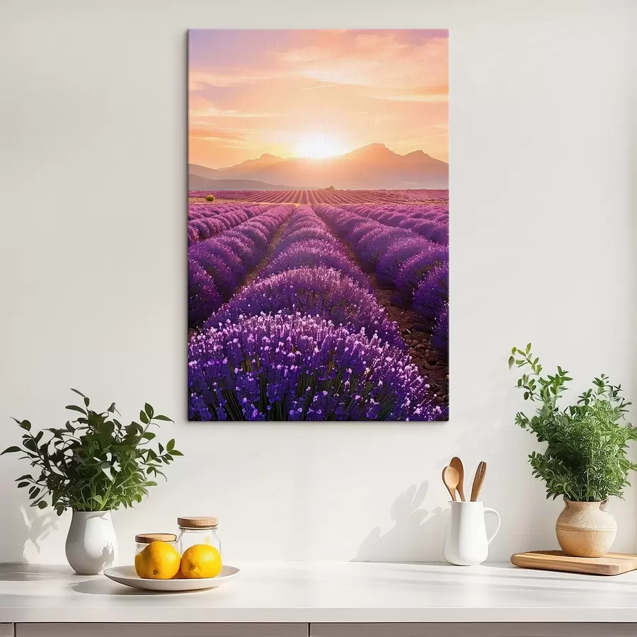 Glezna Saulriets lavandas laukā s45663