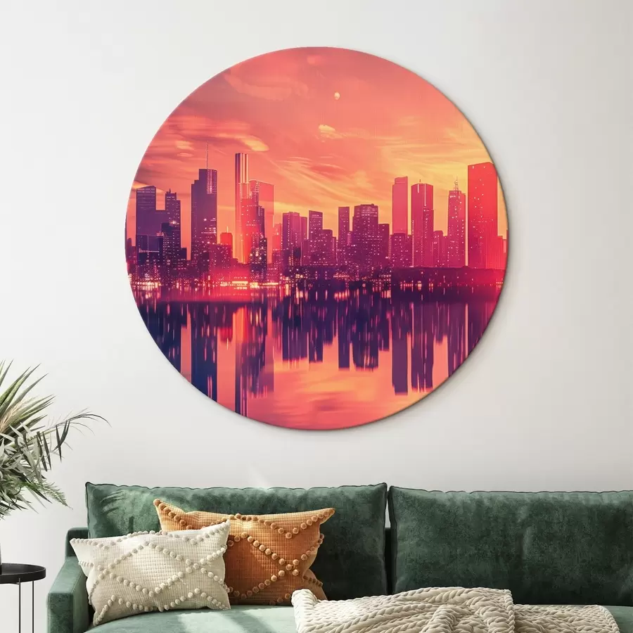 Glezna Pilsēta saulrietā r45658