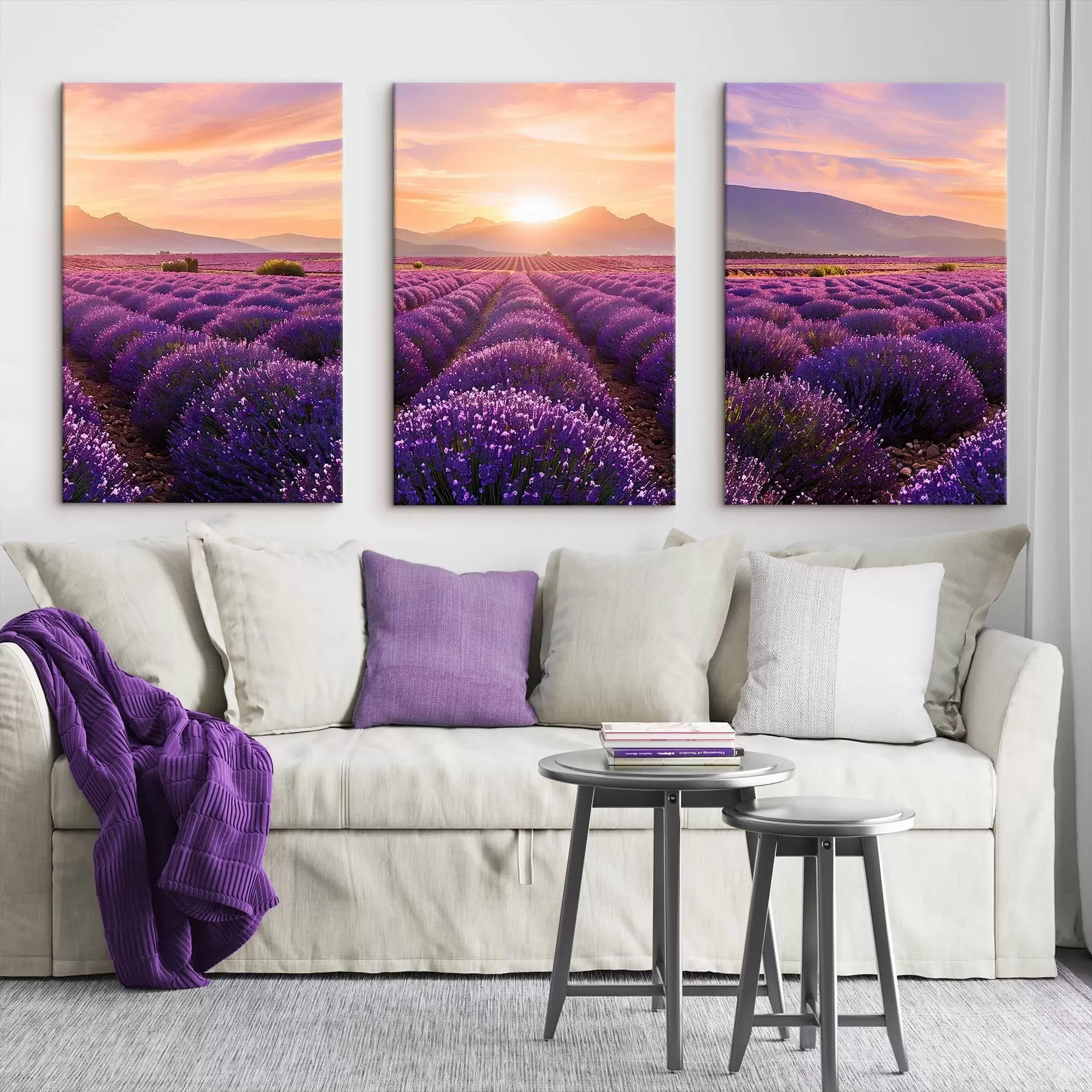 Glezna Saulriets lavandas laukā m00785